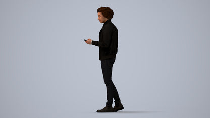 photogrammetry 3D man casual standing, realistic human model archviz FBX, three-quarter view render