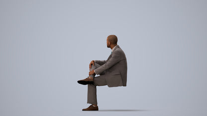 3D people model man business, scanned human for 3ds Max rendering, three-quarter view render