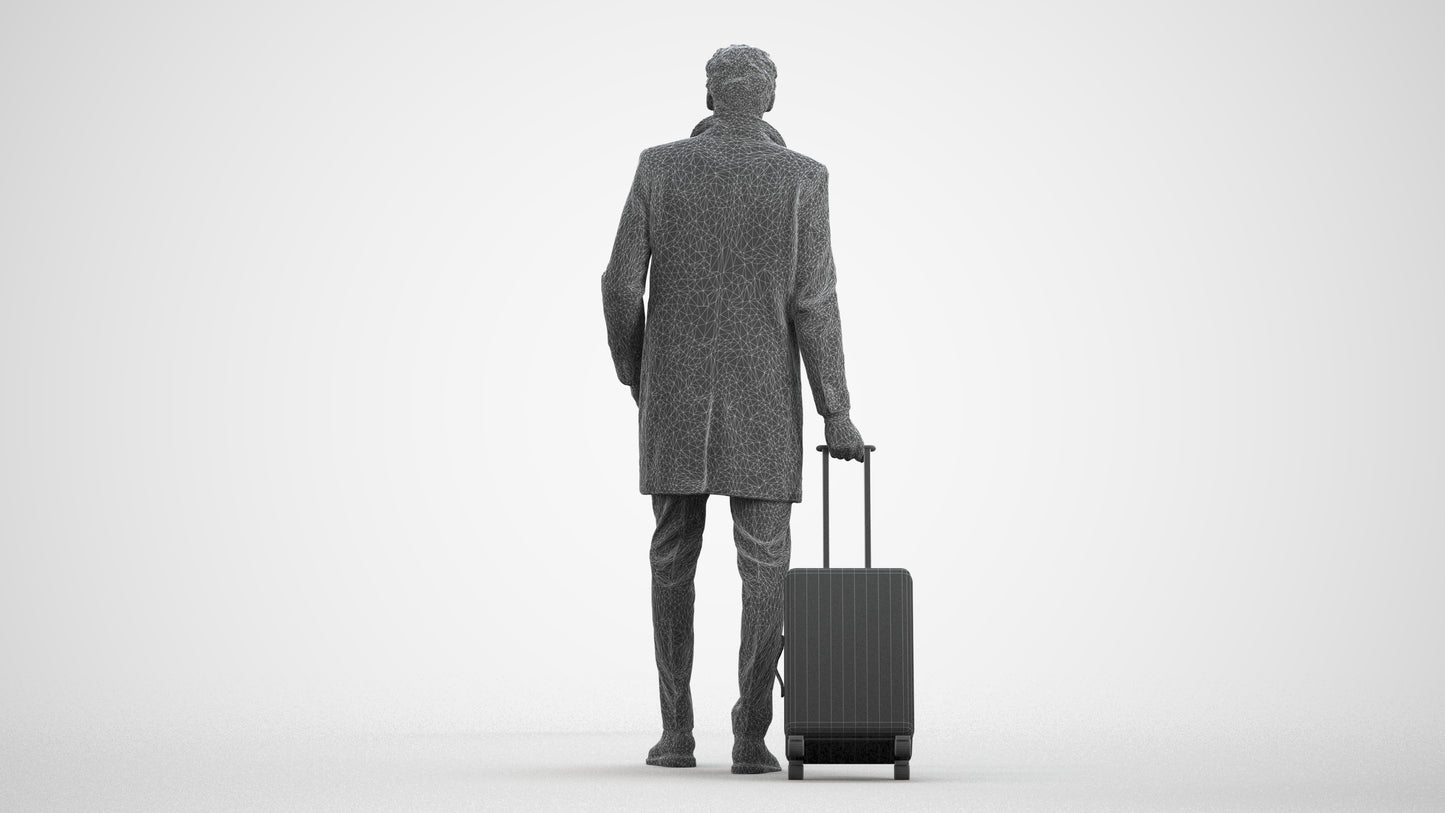 realistic 3D people man business, render-ready for V-Ray and Corona, FBX OBJ, wireframe front view
