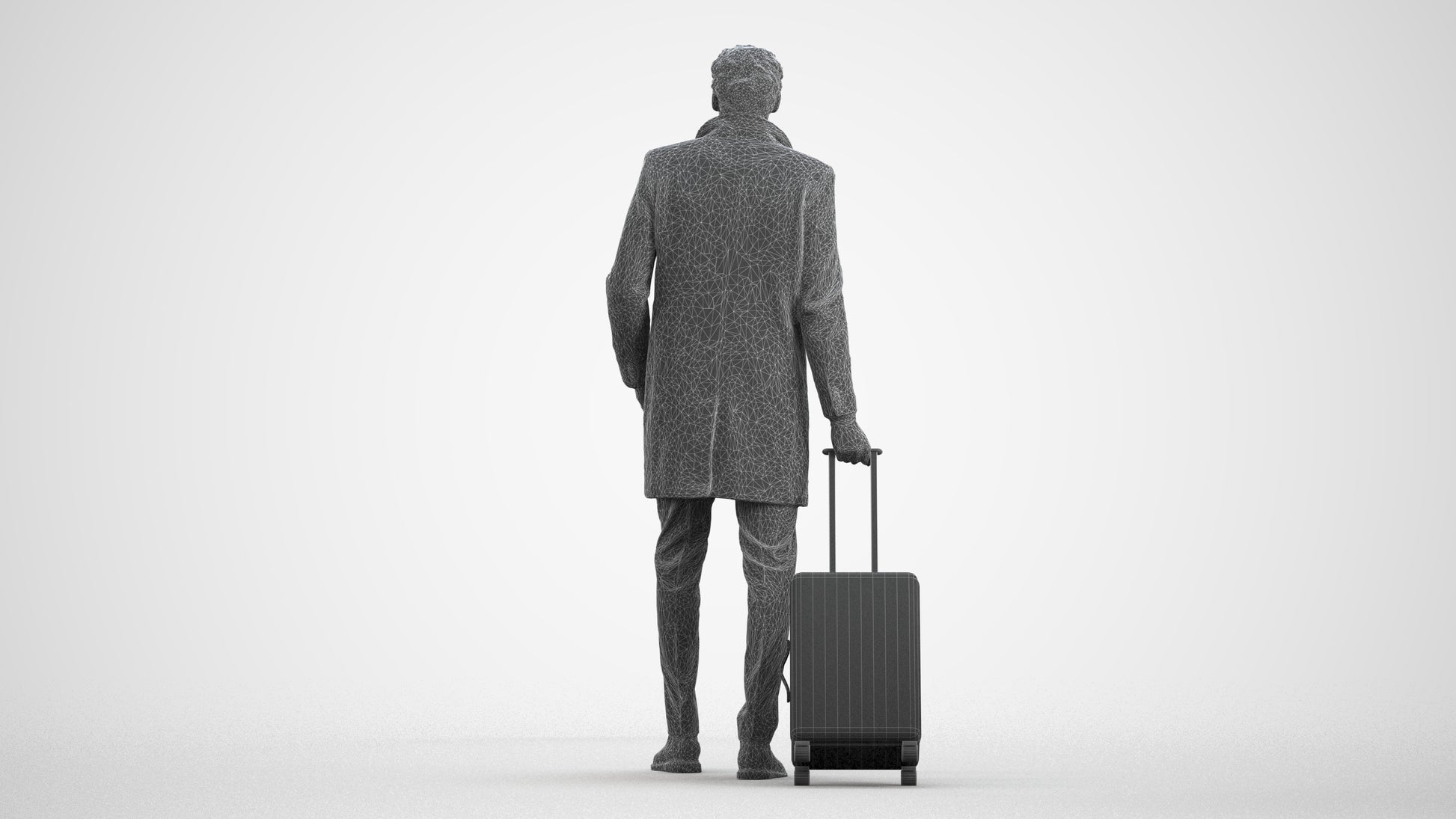 realistic 3D people man business, render-ready for V-Ray and Corona, FBX OBJ, wireframe front view