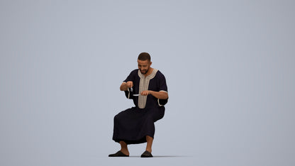 realistic 3D man sitting, scanned archviz people for Blender and 3ds Max, top-down view render
