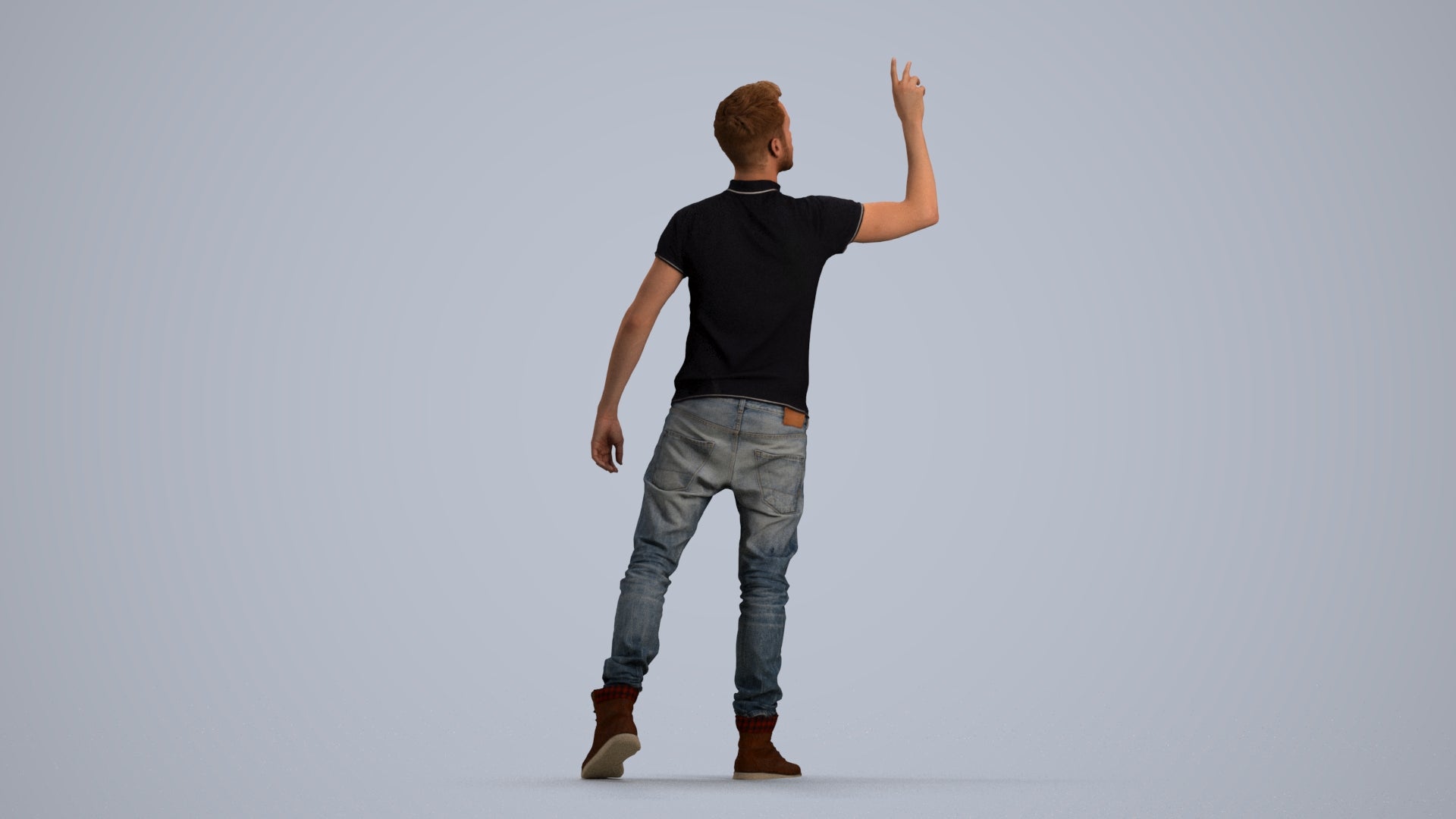 3D human model man casual standing, photogrammetry scanned person for archviz, front view render