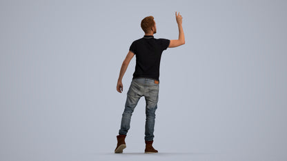 3D human model man casual standing, photogrammetry scanned person for archviz, front view render