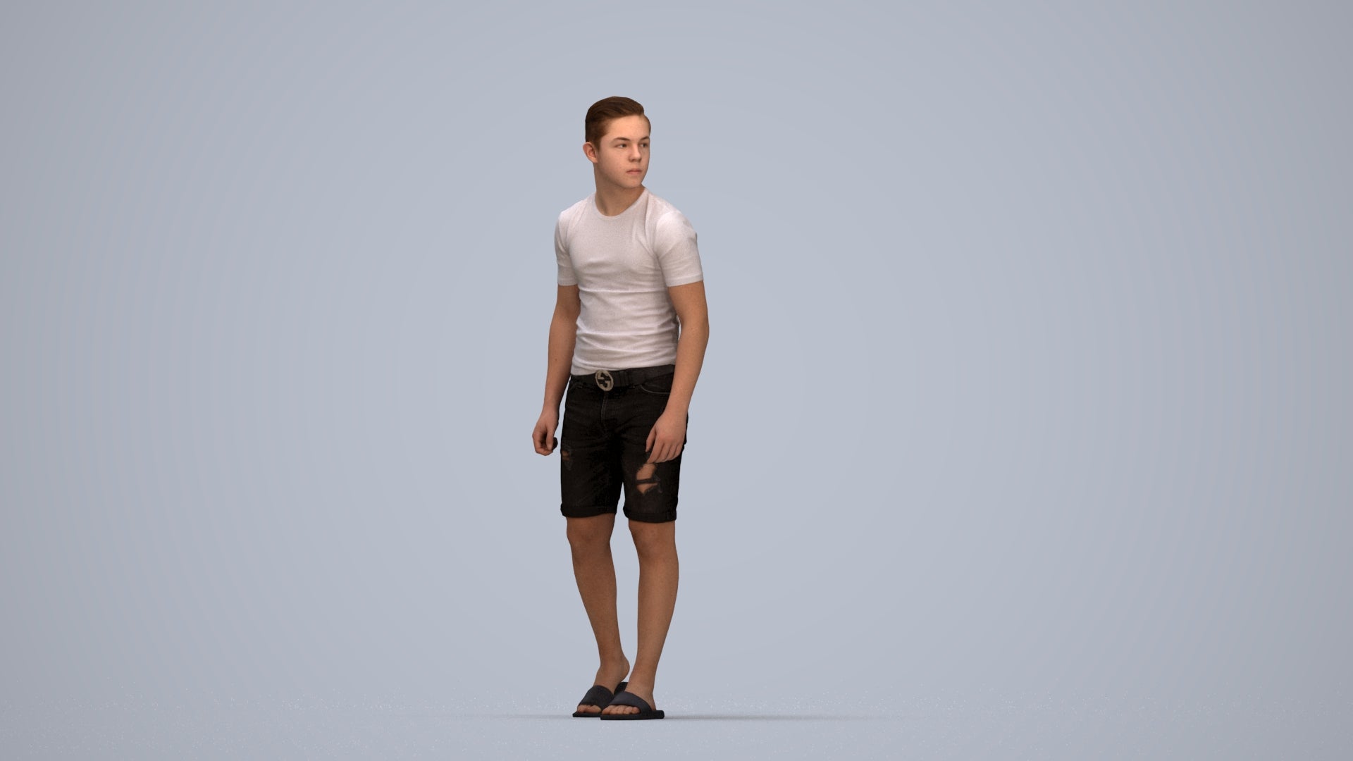 scanned 3D boy casual kids, photogrammetry people for Enscape and V-Ray, top-down view render