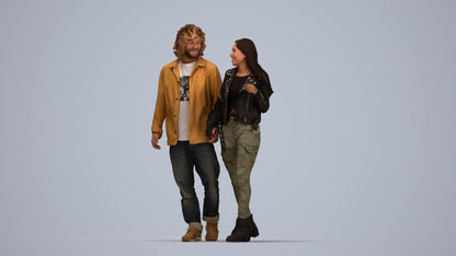 3D human model woman casual shopping, photogrammetry scanned person for archviz, top-down view render