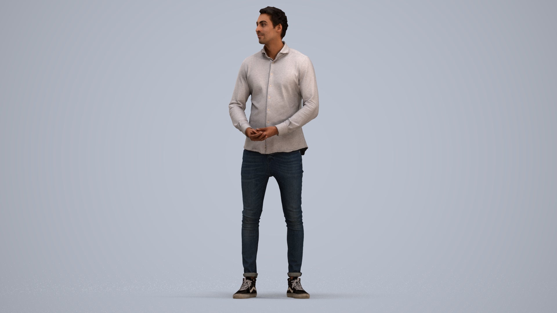 realistic 3D human man casual standing, archviz people FBX OBJ for Blender, standing pose render