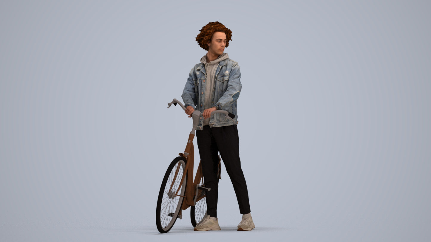 photogrammetry 3D man casual shopping, realistic human model archviz FBX, standing pose render