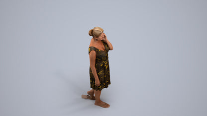 realistic 3D woman casual walking, scanned archviz people for Blender and 3ds Max, back view render