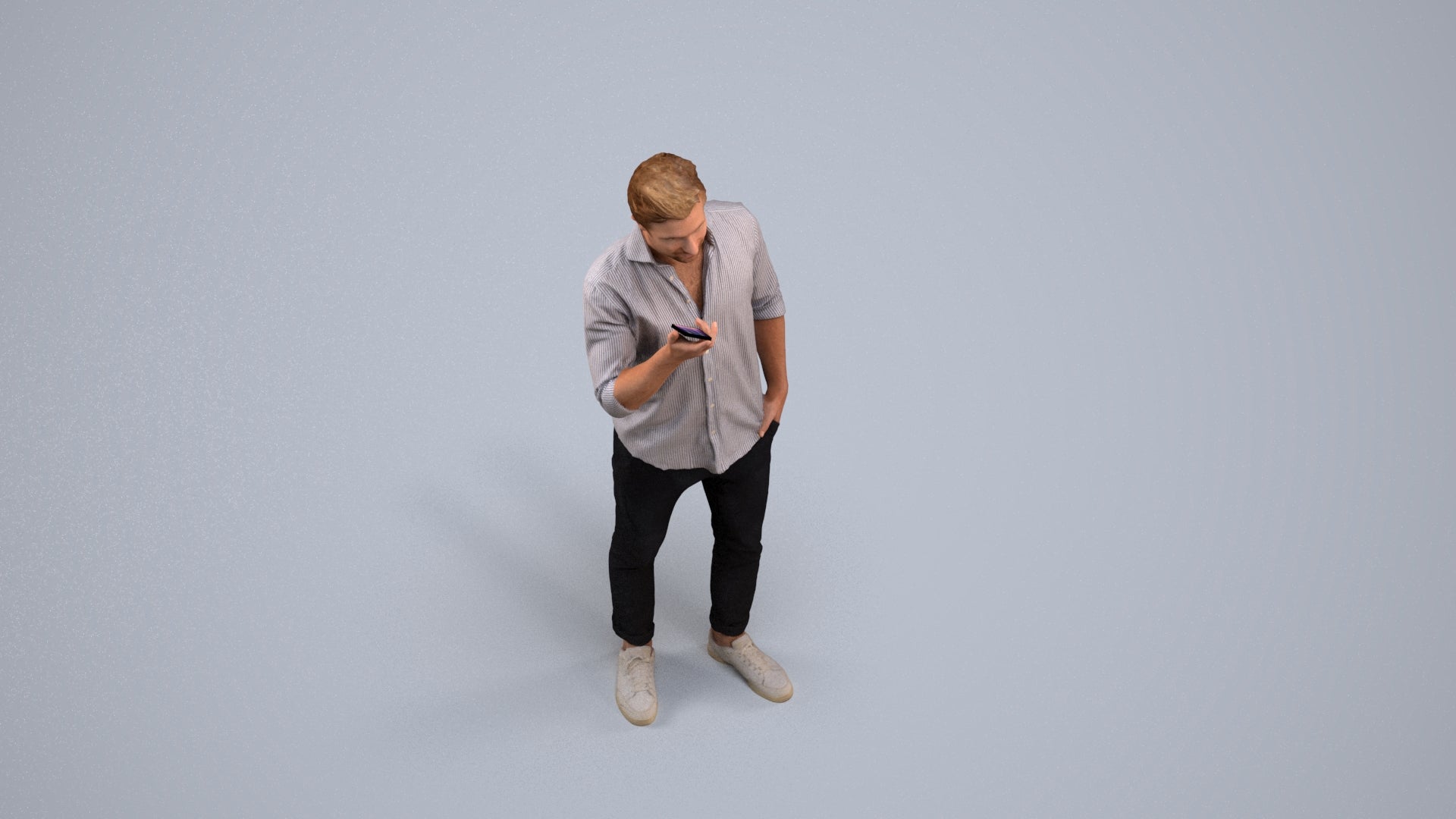 scanned 3D man casual standing, photogrammetry people for Enscape and V-Ray, back view render