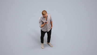 scanned 3D man casual standing, photogrammetry people for Enscape and V-Ray, back view render