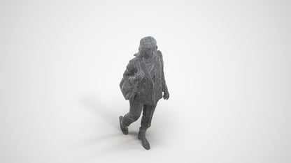 scanned 3D woman business walking, photogrammetry people for Enscape and V-Ray, wireframe three-quarter view
