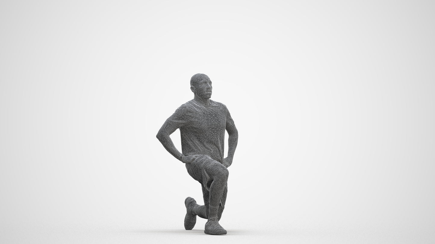 realistic 3D human man sport, archviz people FBX OBJ for Blender, three-quarter front view render