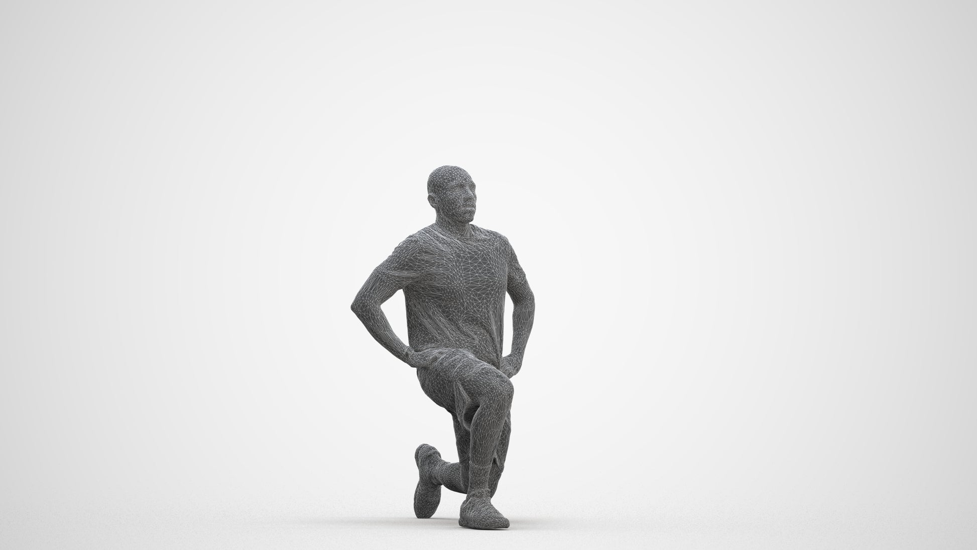 realistic 3D human man sport, archviz people FBX OBJ for Blender, three-quarter front view render