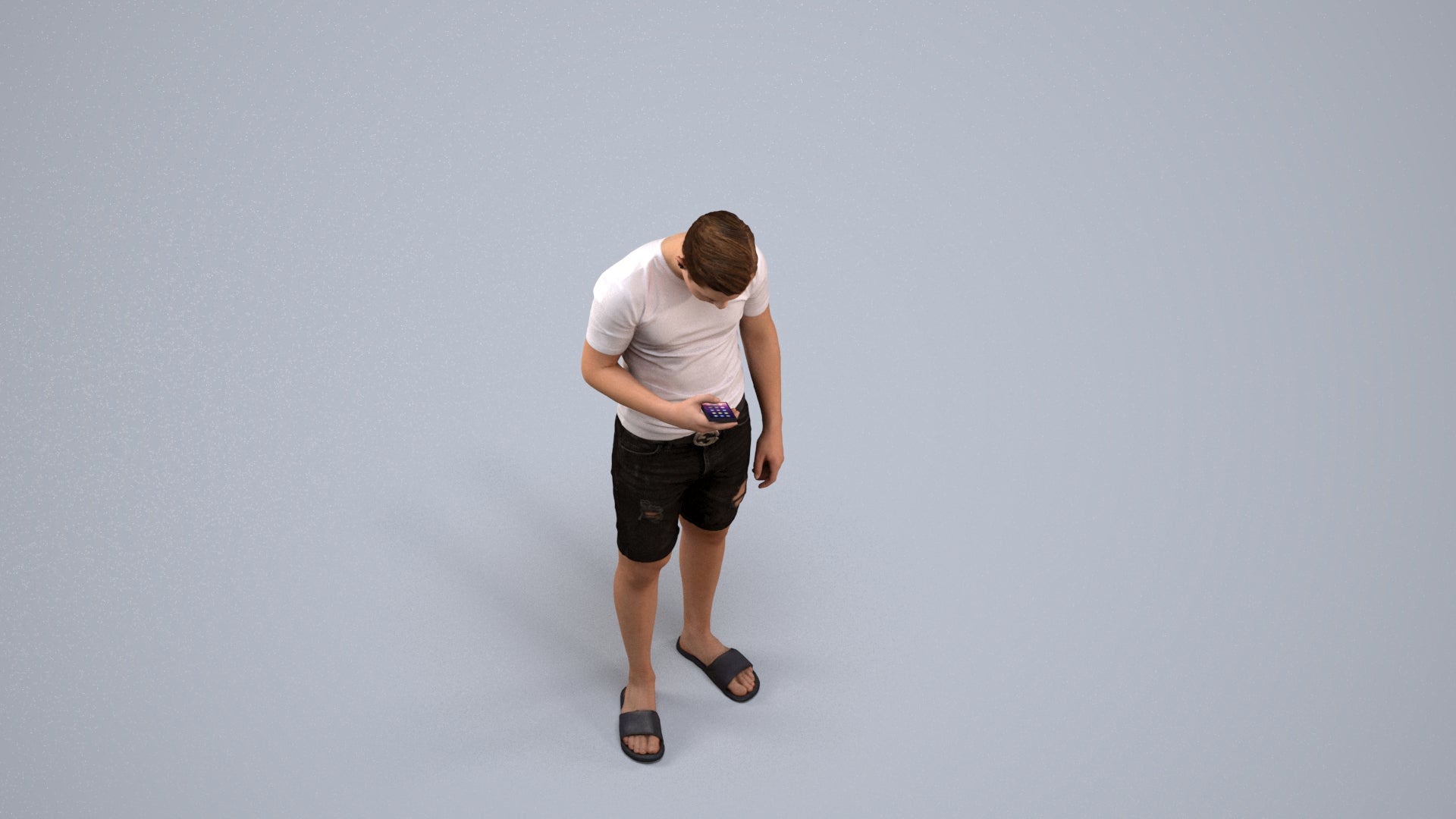 3D scanned boy kids casual, photorealistic archviz people for Enscape and SketchUp, back view render