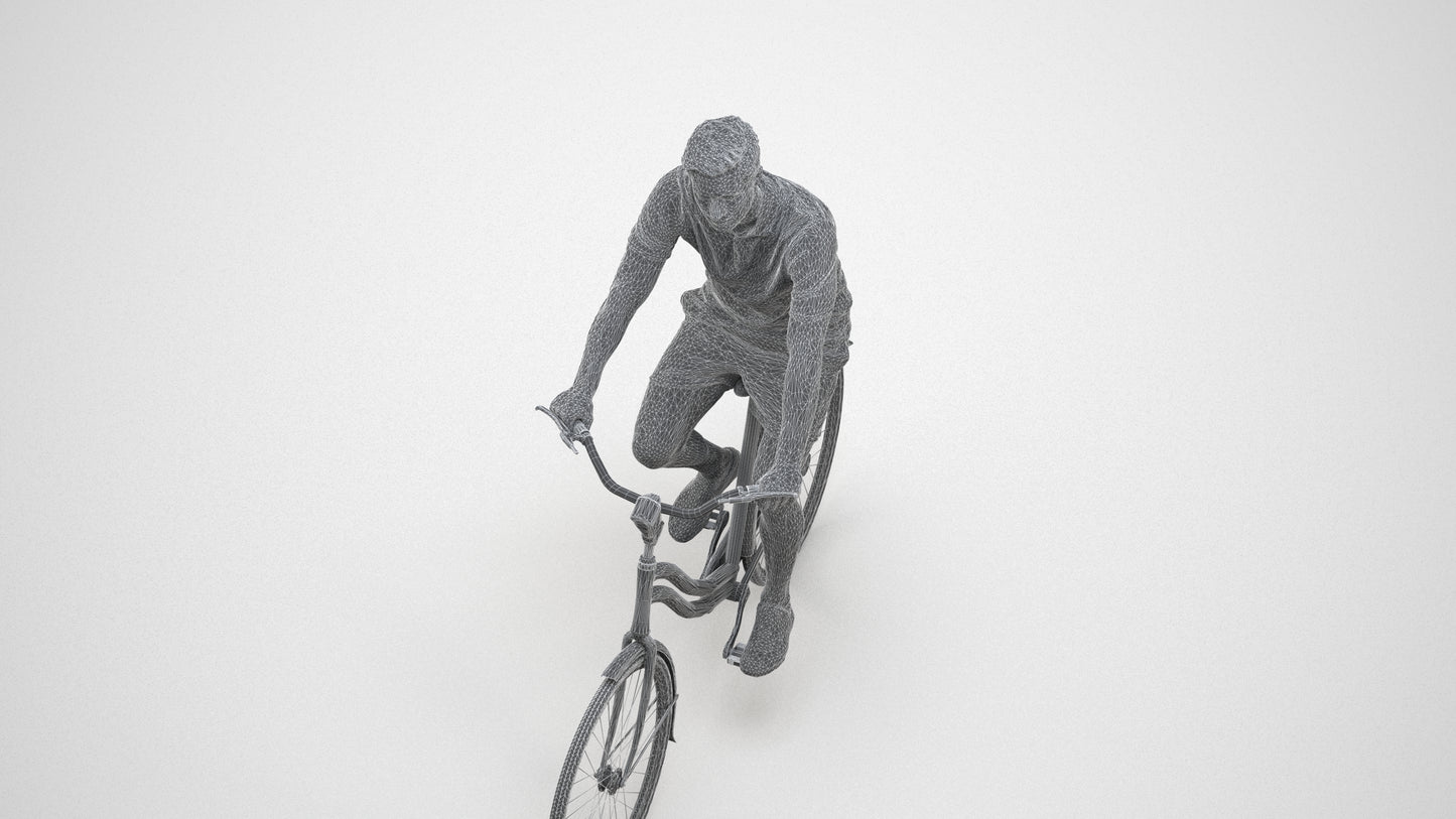 3D human model man casual mix, photogrammetry scanned person for archviz, wireframe three-quarter view