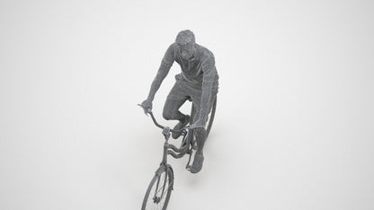 3D human model man casual mix, photogrammetry scanned person for archviz, wireframe three-quarter view