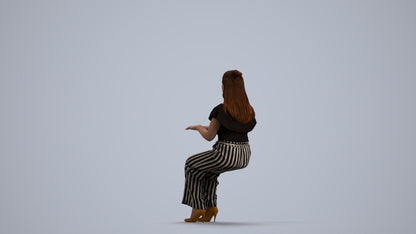3D human model woman casual business, photogrammetry scanned person for archviz, front view render