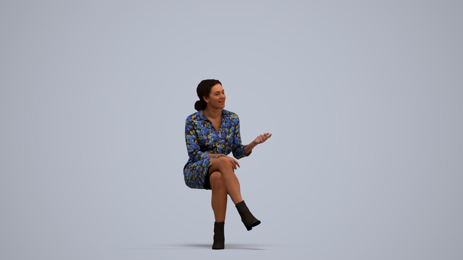 realistic 3D people woman casual sitting, render-ready for V-Ray and Corona, FBX OBJ, standing pose render