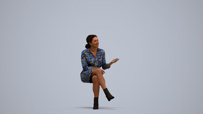 realistic 3D people woman casual sitting, render-ready for V-Ray and Corona, FBX OBJ, standing pose render