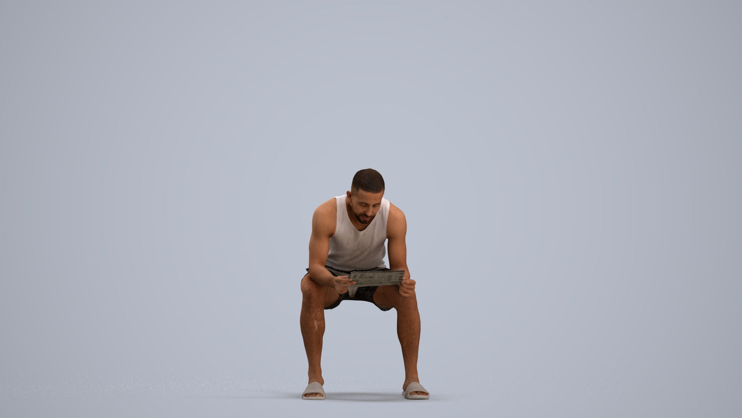 realistic 3D people man casual sitting, render-ready for V-Ray and Corona, FBX OBJ, standing pose render
