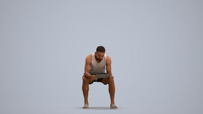 realistic 3D people man casual sitting, render-ready for V-Ray and Corona, FBX OBJ, standing pose render
