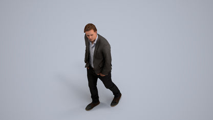 realistic 3D man business, scanned archviz people for Blender and 3ds Max, back view render