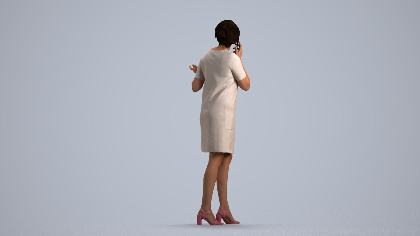 realistic 3D human woman business walking, archviz people FBX OBJ for Blender, front view render