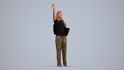 3D scanned woman standing casual, photorealistic archviz people for Enscape and SketchUp, standing pose render