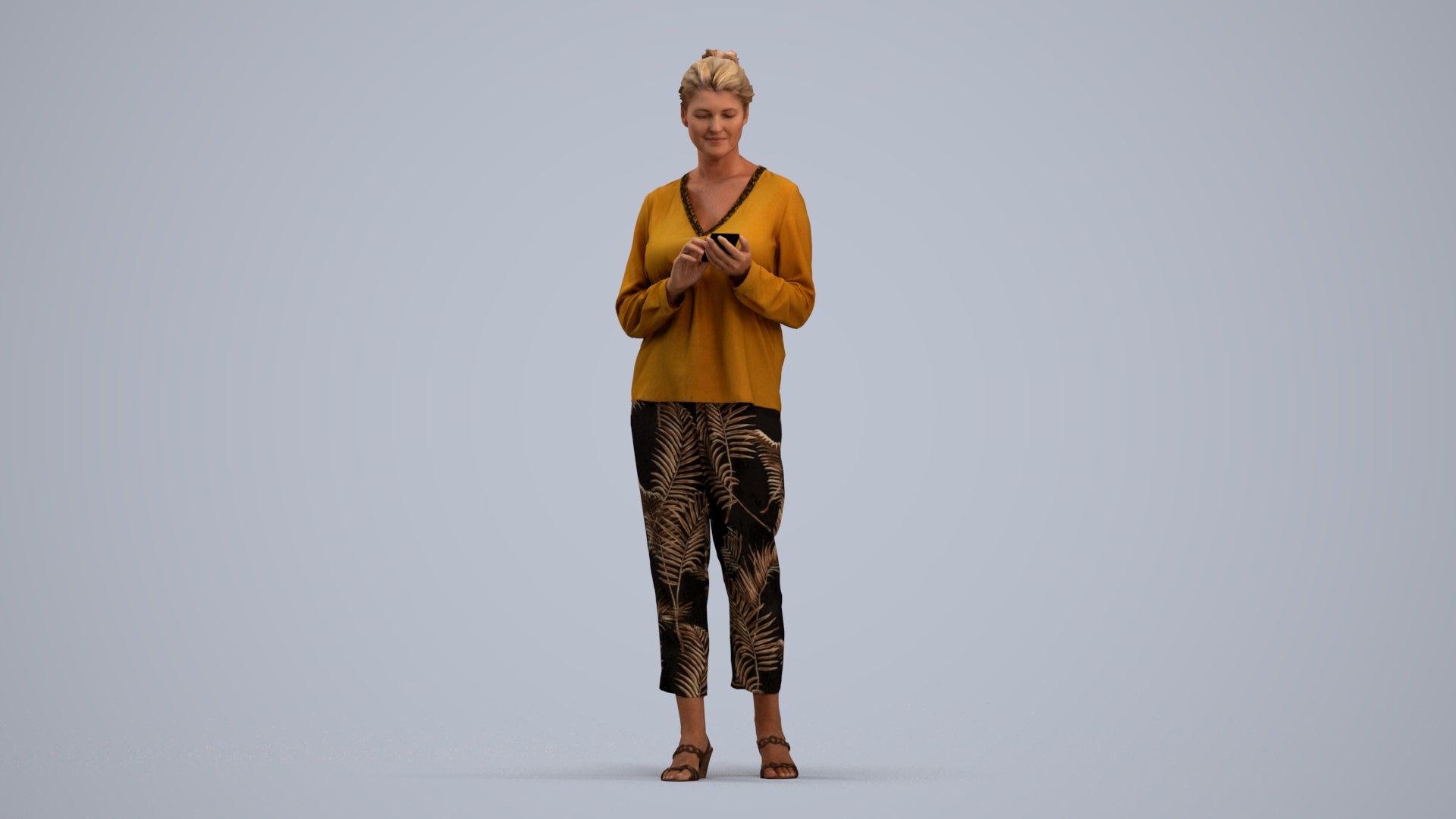 scanned 3D woman casual standing, photogrammetry people for Enscape and V-Ray, standing pose render