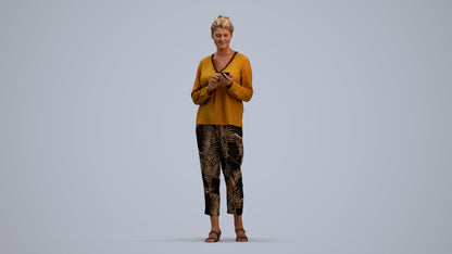 scanned 3D woman casual standing, photogrammetry people for Enscape and V-Ray, standing pose render