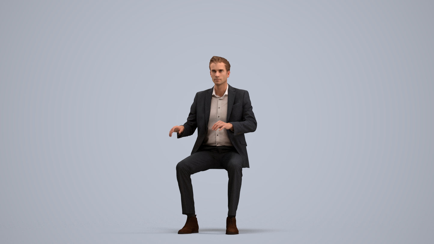3D scanned man business, photorealistic archviz people for Enscape and SketchUp, standing pose render