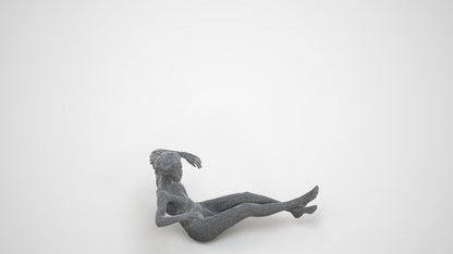 realistic 3D human woman pool, archviz people FBX OBJ for Blender, wireframe three-quarter view