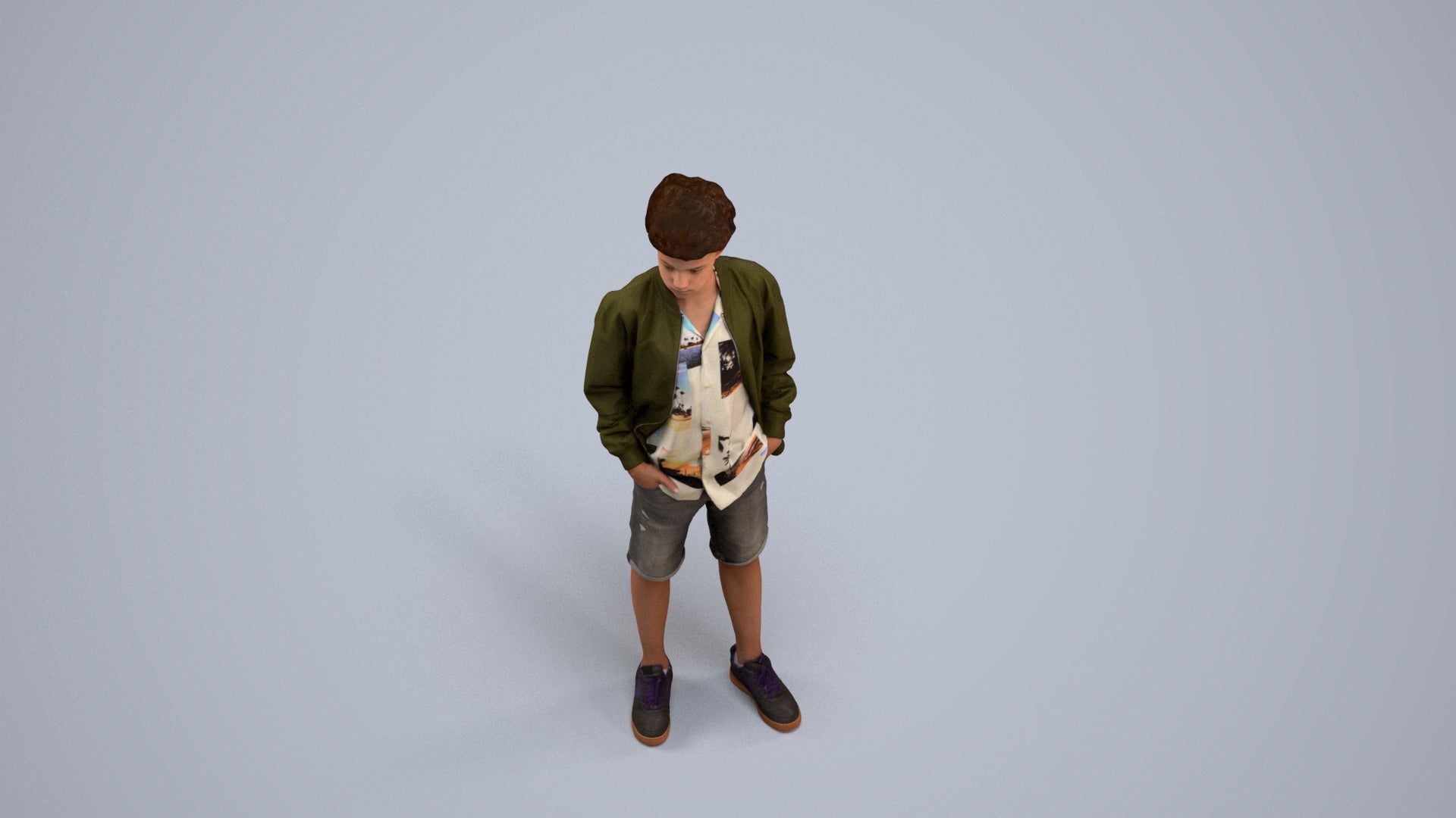 scanned 3D boy casual kids, photogrammetry people for Enscape and V-Ray, back view render