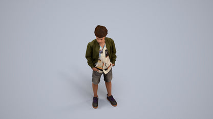 scanned 3D boy casual kids, photogrammetry people for Enscape and V-Ray, back view render