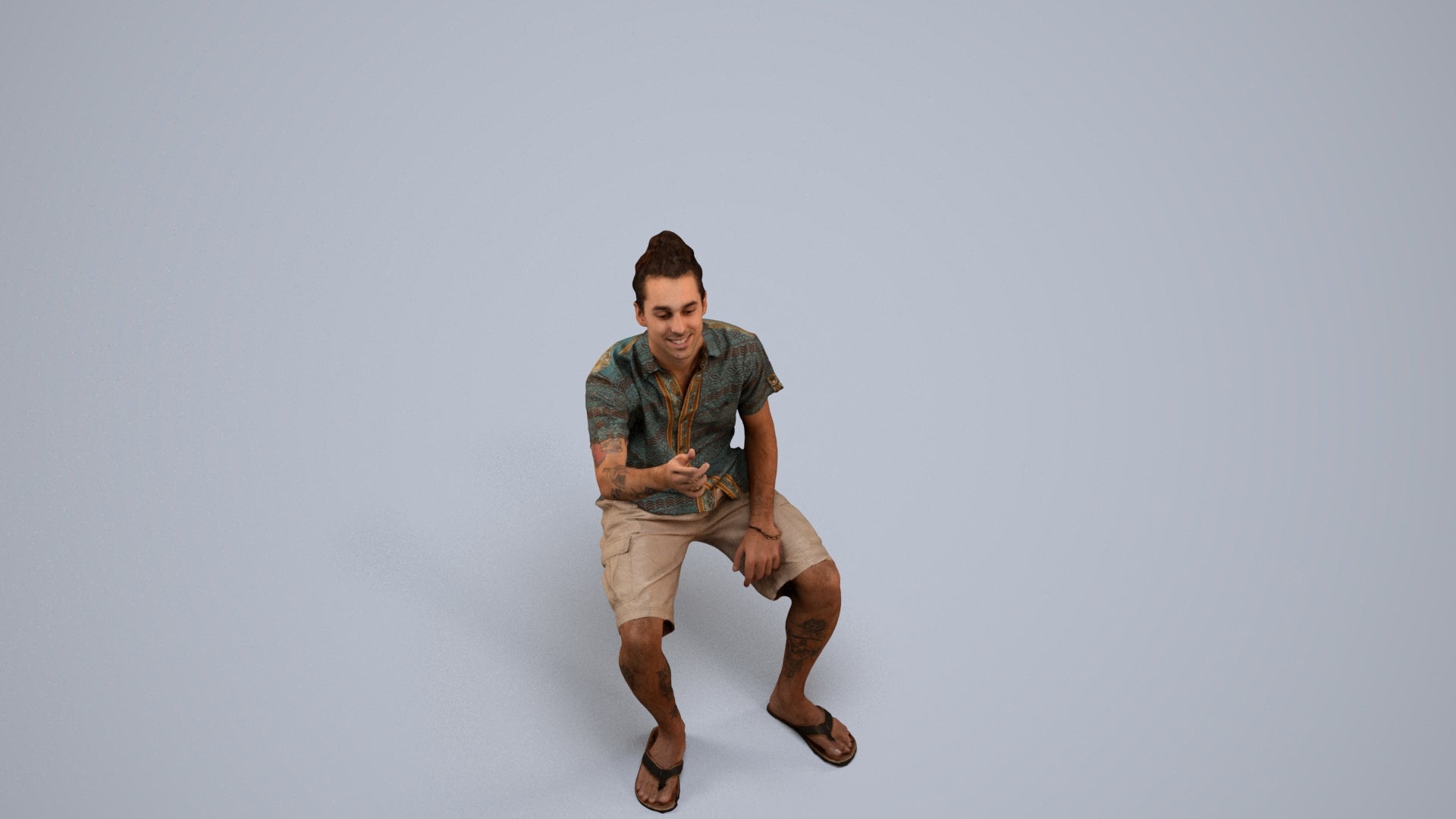 scanned 3D man casual sitting, photogrammetry people for Enscape and V-Ray, back view render