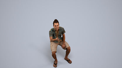 scanned 3D man casual sitting, photogrammetry people for Enscape and V-Ray, back view render