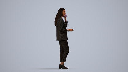 3D scanned woman business, photorealistic archviz people for Enscape and SketchUp, side view render