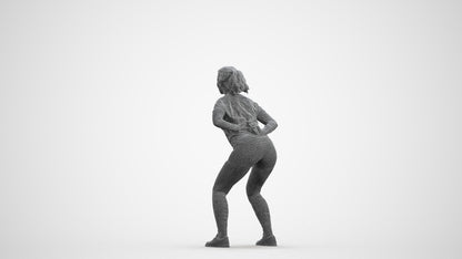 3D people model woman sport, scanned human for 3ds Max rendering, wireframe front view