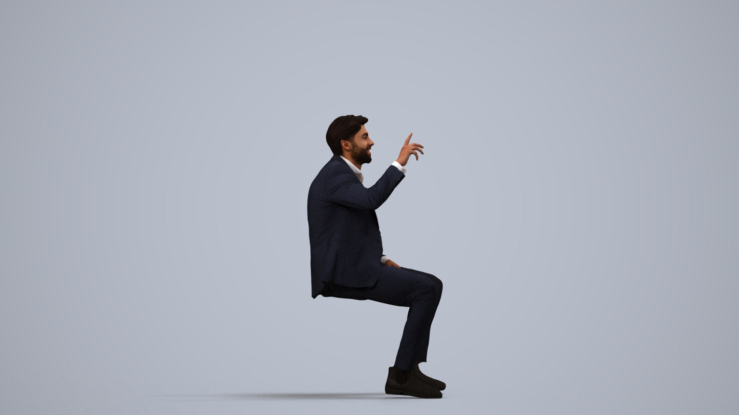 photogrammetry 3D man business, realistic human model archviz FBX, side view render