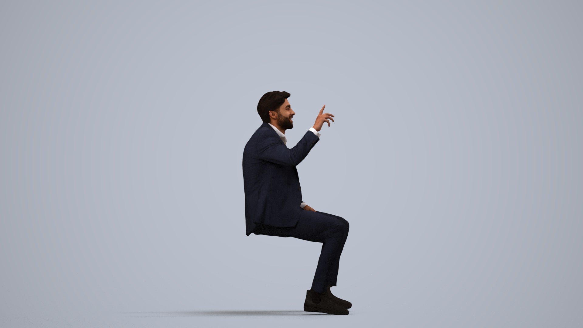 photogrammetry 3D man business, realistic human model archviz FBX, side view render