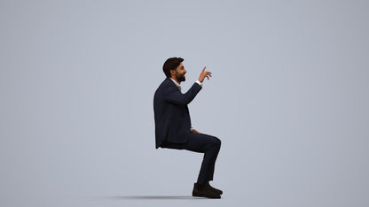 photogrammetry 3D man business, realistic human model archviz FBX, side view render