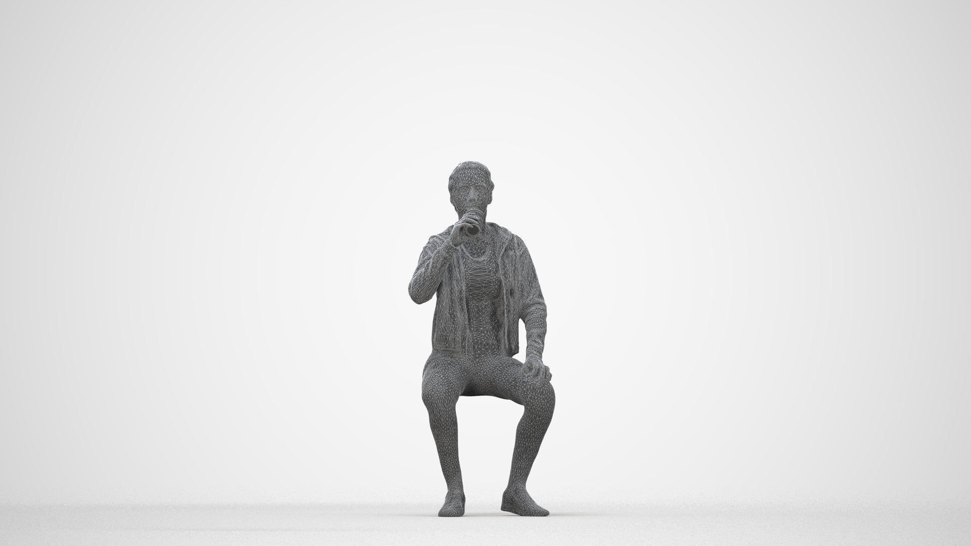 realistic 3D human woman sport, archviz people FBX OBJ for Blender, wireframe back view