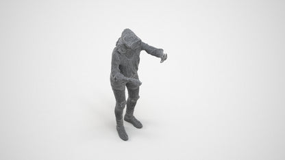 realistic 3D human woman casual standing, archviz people FBX OBJ for Blender, wireframe three-quarter view
