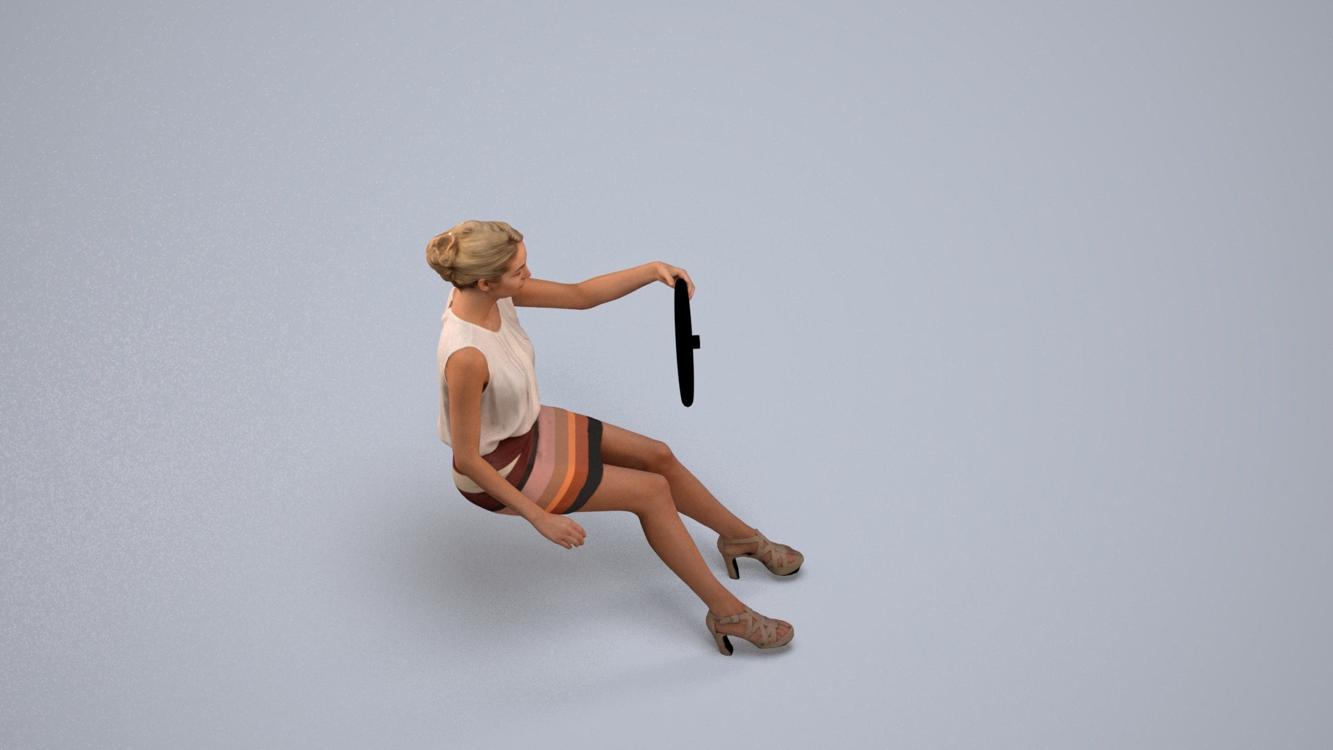 3D people model woman business mix, scanned human for 3ds Max rendering, back view render