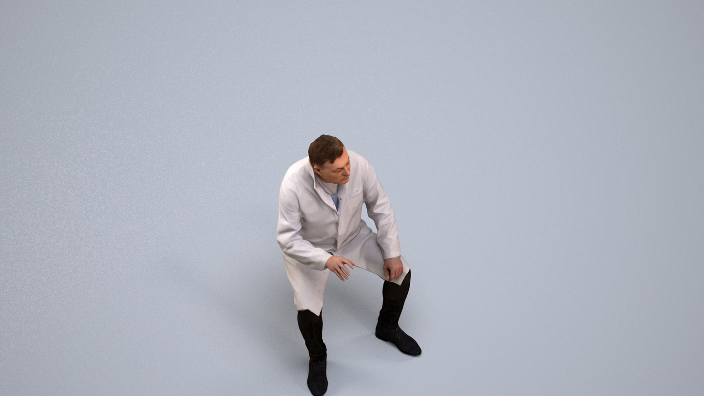 3D human model man medical, photogrammetry scanned person for archviz, back view render
