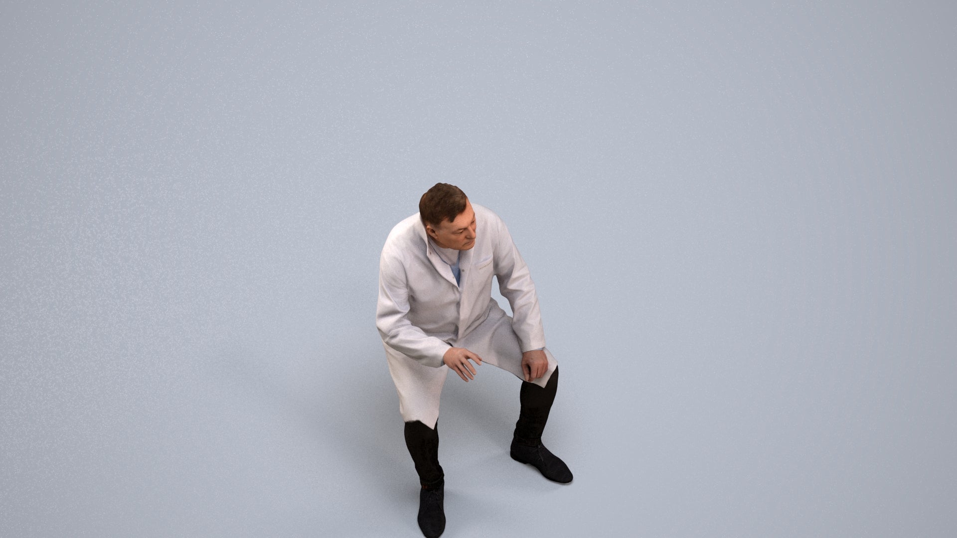 3D human model man medical, photogrammetry scanned person for archviz, back view render