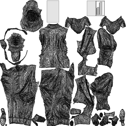3D human model woman business standing, photogrammetry scanned person for archviz, wireframe top-down view