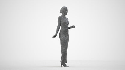 realistic 3D human woman formal formalaffairs, archviz people FBX OBJ for Blender, wireframe side view