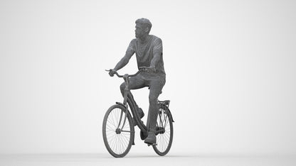 realistic 3D people man casual cycling, render-ready for V-Ray and Corona, FBX OBJ, wireframe back view