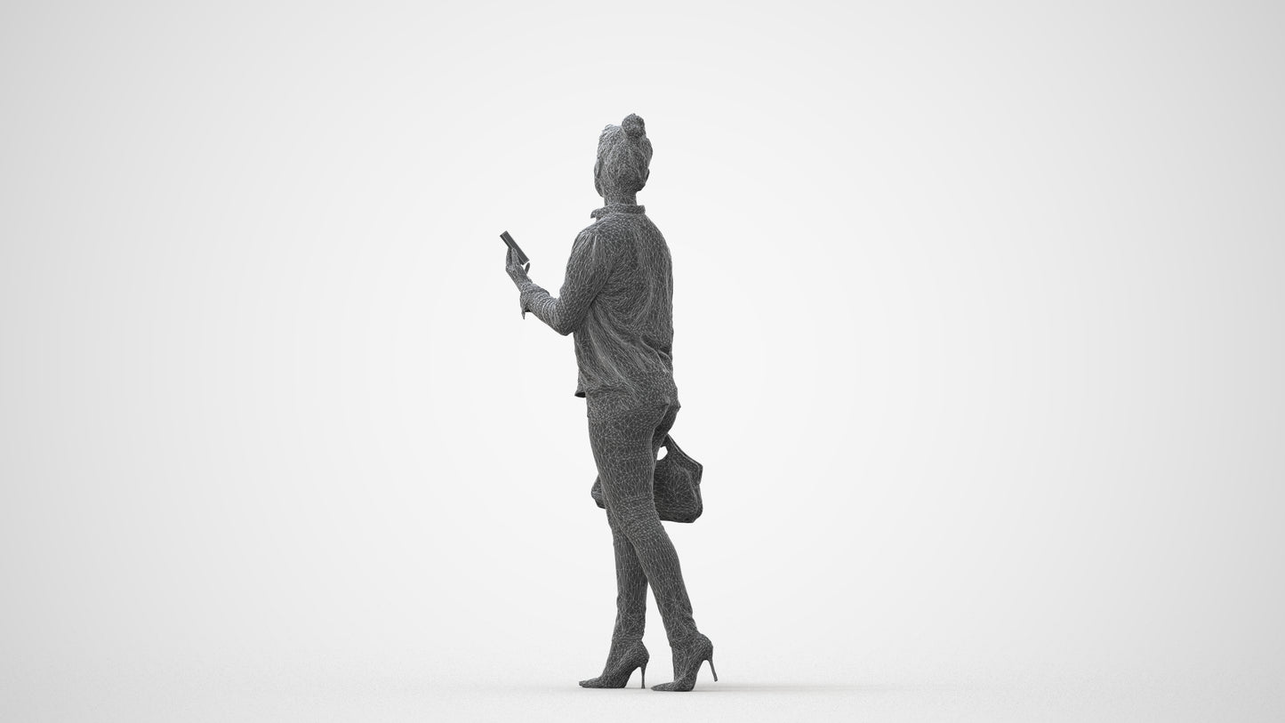 realistic 3D people woman business walking, render-ready for V-Ray and Corona, FBX OBJ, square thumbnail